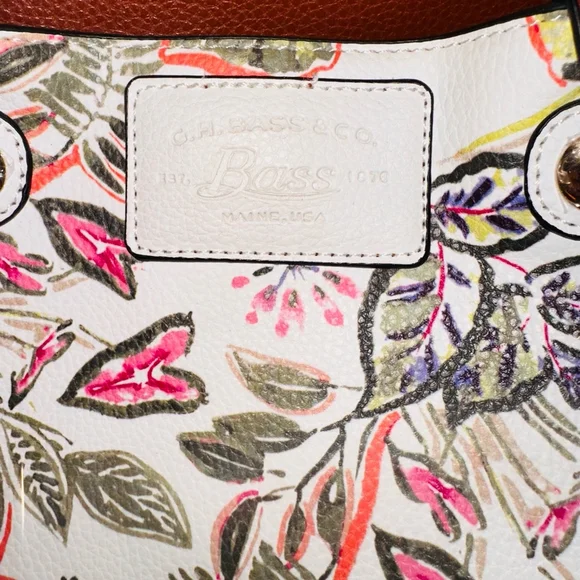 EUC GH Bass & Co Floral Pebble Leather Floral 3 In 1 Shoulder Tote Purse - Picture 4 of 15